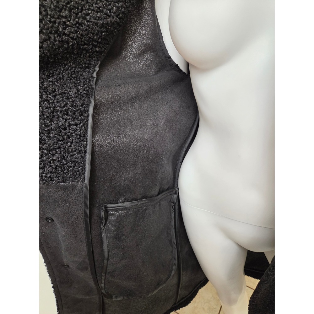Karl Lagerfeld Paris Mens Black Faux Shearling Teddy Coat Longline Jacket S - Picture 4 of 6
